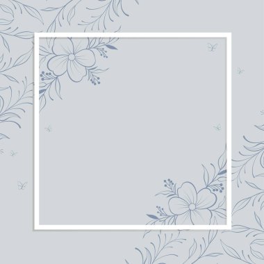 Şirin kawaii çiçek çerçeveli sınır düğün davetiyesi şablonu ve tebrik kartı