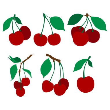 Grafik Tasarım için Kiraz Meyvesi Vektörü Varlığı