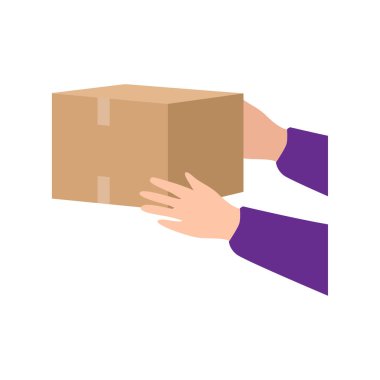 Bir Teslimat Paketi Almanın Düz Tasarım İllüstrasyonu