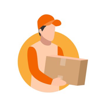 Turuncu Üniformalı Kurye Çeşitli Paketler Gönderiyor