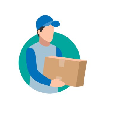 Kurye Mavi Üniformalı Paketleri Teslim Ediyor