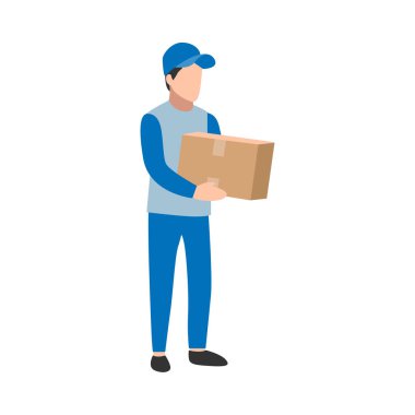 Kurye Mavi Üniformalı Paketleri Teslim Ediyor