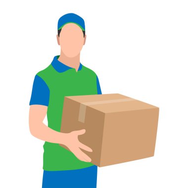 Yeşil Üniformalı Kurye Çeşitli Paketler Gönderiyor