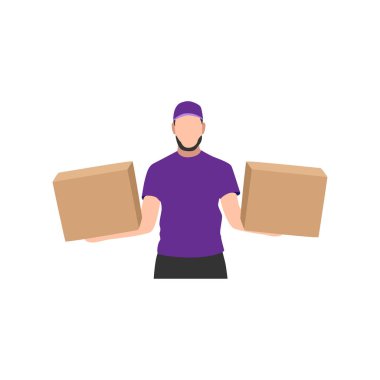 Mor Üniformalı Kurye Teslimat Paketleri Verimli