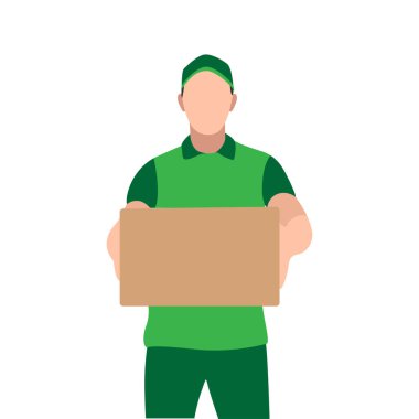 Yeşil Üniformalı Kurye Çeşitli Paketler Gönderiyor