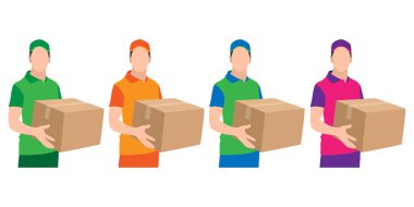 Çeşitli İş Üniformaları olan Vektör Kurye