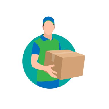 Yeşil Üniformalı Kurye Çeşitli Paketler Gönderiyor