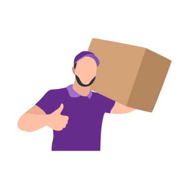 Mor Üniformalı Kurye Paket Kutusu