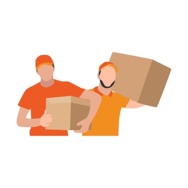 Dağıtım Kişi Turuncu Üniformalı Paket Kutusu