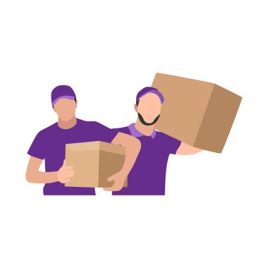 Mor Üniformalı Kurye Paket Kutusu