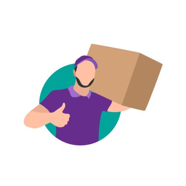 Mor Üniformalı Kurye Paket Kutusu