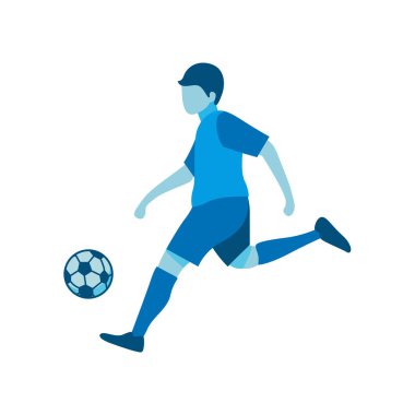 Futbolu Tekmeleyen Futbolcunun Düz Tasarımı