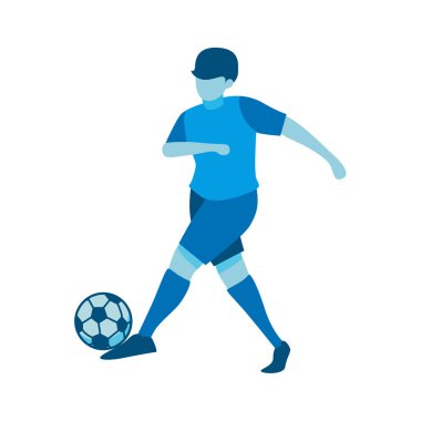 Futbolu Tekmeleyen Futbolcunun Düz Tasarımı