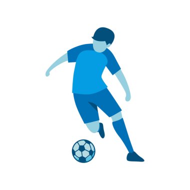 Futbolu Tekmeleyen Futbolcunun Düz Tasarımı