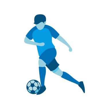 Futbolu Tekmeleyen Futbolcunun Düz Tasarımı