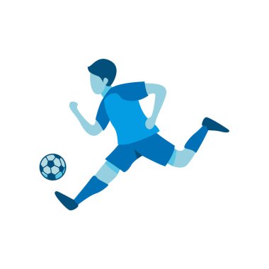 Futbolu Tekmeleyen Futbolcunun Düz Tasarımı