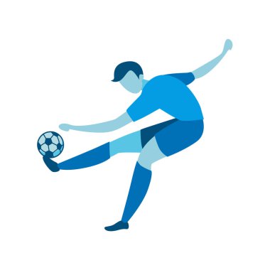 Futbolu Tekmeleyen Futbolcunun Düz Tasarımı
