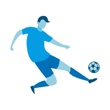 Futbolu Tekmeleyen Futbolcunun Düz Tasarımı