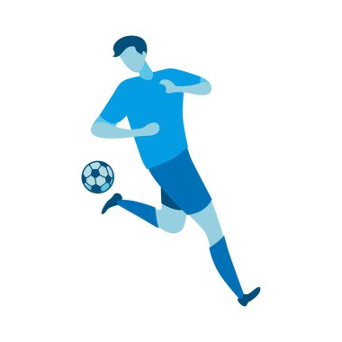 Futbolu Tekmeleyen Futbolcunun Düz Tasarımı
