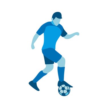 Futbolu Tekmeleyen Futbolcunun Düz Tasarımı