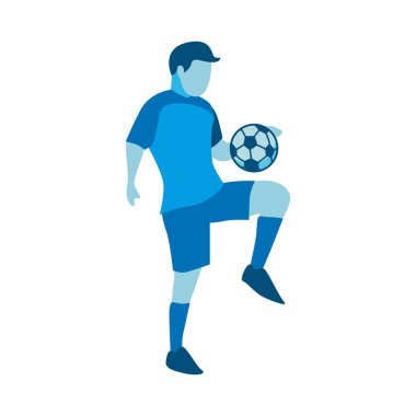 Futbolu Tekmeleyen Futbolcunun Düz Tasarımı