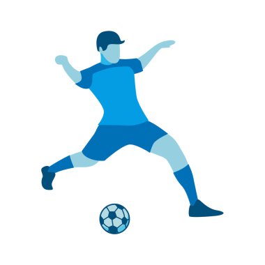 Futbolu Tekmeleyen Futbolcunun Düz Tasarımı