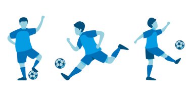 Çeşitli İnsanlar Topa Tekmeleyen Düz Tasarım Çizimi