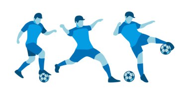 Çeşitli İnsanlar Topa Tekmeleyen Düz Tasarım Çizimi