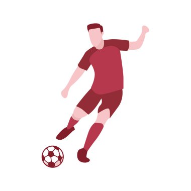 Düz Tasarım Oyuncu Tekmeleme Topunun Çizimi