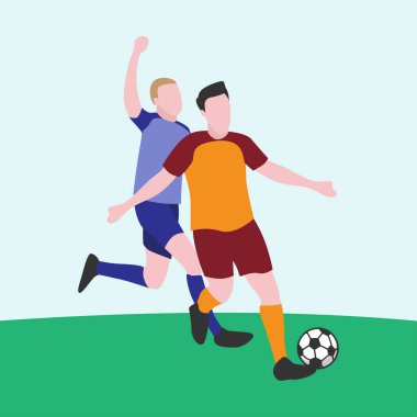 Oyuncuların Top İçin Mücadele Ettiği Düz Tasarım Çizimi