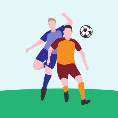 Oyuncuların Top İçin Mücadele Ettiği Düz Tasarım Çizimi