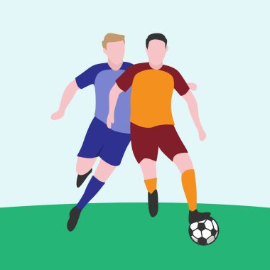 Oyuncuların Top İçin Mücadele Ettiği Düz Tasarım Çizimi