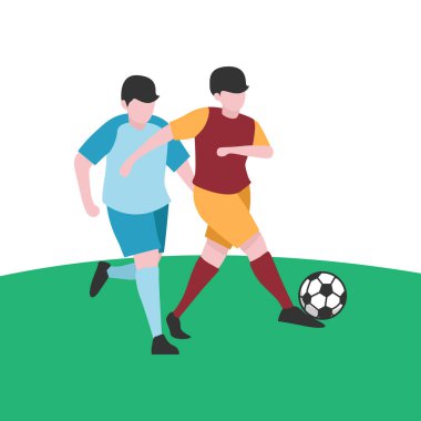 Oyuncuların Top İçin Mücadele Ettiği Düz Tasarım Çizimi