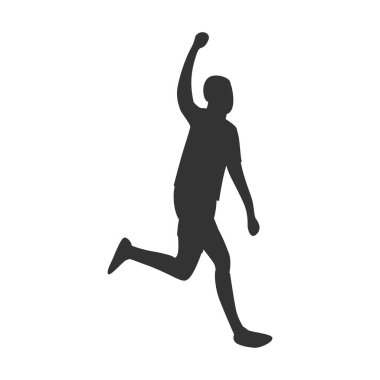 Sahilde Gün batımında koşan Siluet