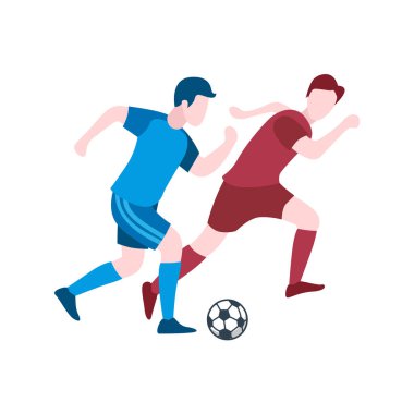 Futbol Topu İçin Yarışan Oyuncuların Düz Tasarımı