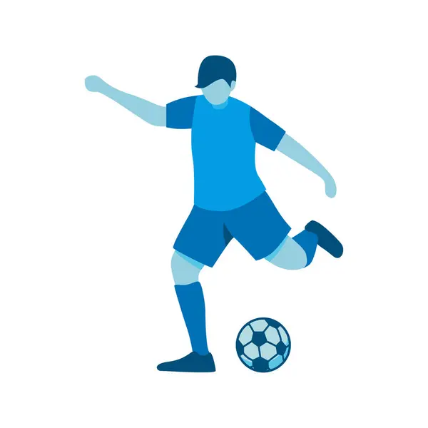 stock vector Flat Design of Player Kicking Soccer Ball