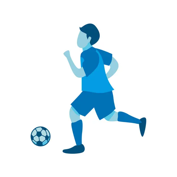 stock vector Flat Design of Player Kicking Soccer Ball