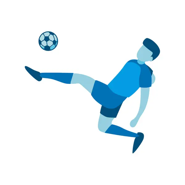 stock vector Flat Design of Player Kicking Soccer Ball