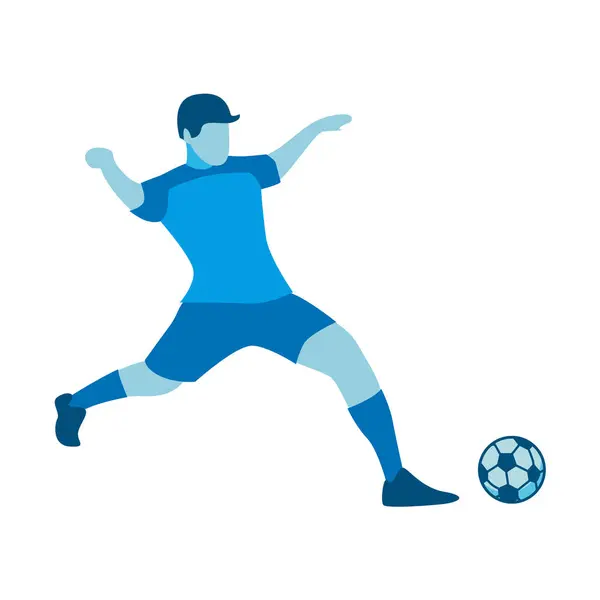 stock vector Flat Design of Player Kicking Soccer Ball