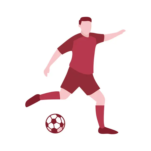 stock vector Flat Design Illustration of Player Kicking Ball