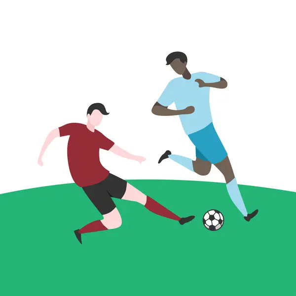 Stock vector Flat Design Illustration of Players Tussling for Ball