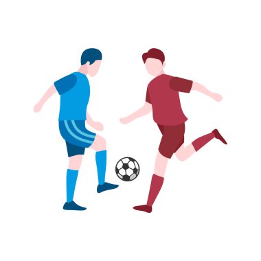 Futbol Topu İçin Yarışan Oyuncuların Düz Tasarımı