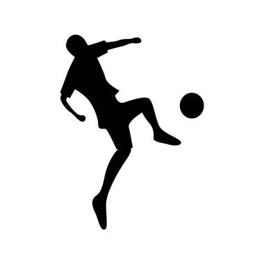 Futbol topunu tekmeleyen bir oyuncunun silueti