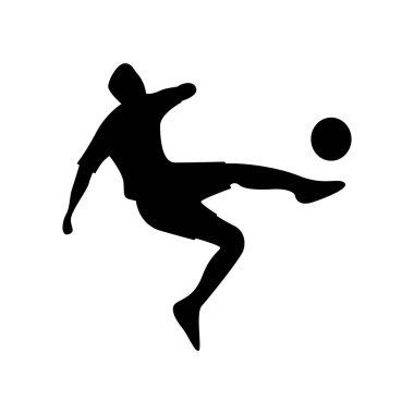 Futbol topunu tekmeleyen bir oyuncunun silueti