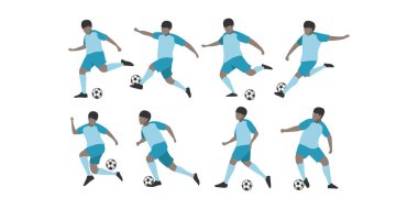 Düz Tasarımlı Futbolcular Çeşitli Pozisyonlarda