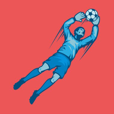 Futbol Golünü Savunan Kalecinin Vektör İllüstrasyonu