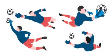 Futbol için Çeşitli Pozisyonlarda Düz Tasarım Kalecisi