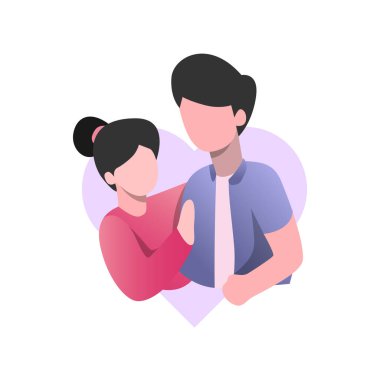 Düz Tasarım Sevgililer Günü Aşk Çifti