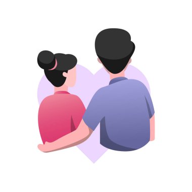 Düz Tasarım Sevgililer Günü Aşk Çifti