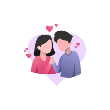 Düz Tasarım Sevgililer Günü Aşk Çifti